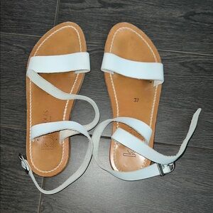K.Jacques Calfat White Leather Sandals 37
